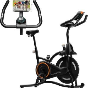 HOELLL Exercise Bike with Exclusive Heart Rate Sensor and APP Sync, Stationary Bikes for Home with Continuously Variable Resistance, Compact Indoor Cycling Bike with Tablet Mount