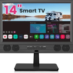 othoig 14 Inch Small Smart TV HD LED, Small Portable Smart TV with Built-in APP, Digital ATSC Tuner,HDMI/USB/AV Inputs, Small Smart Television for Kitchen,Bedroom,RV,Camper