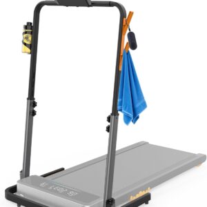 Walking Pad Handle Bar Attachment Only, Compatible with Walking Pads 22.4" Wide, Adjustable Treadmill Handrail with Phone/Cup Holder & Towel Hooks, Overbold Stable, Easy Assembly, Black