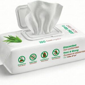 Best Pet Supplies 8" x 9" Large Unscented Dog Wipes - Cleaning and Deodorizing for Paws and Coat - Gentle Formula with Aloe Vera Vitamin E for Puppies and Cats - 100 Count